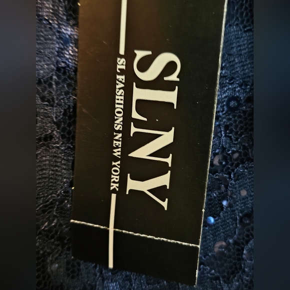 π£Ladies SNLY Chiffon-Overlay Maxi Navy Lace Evening Dress Size 16P π NWTags π - Picture 7 of 8